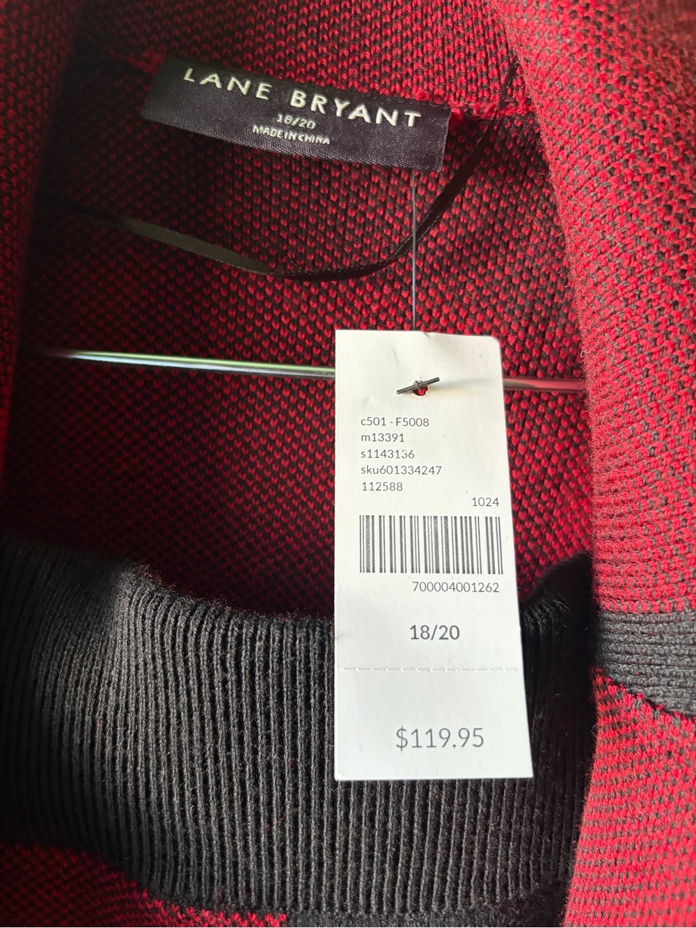 Lane Bryant Plus Size Red and Black Knit long Cardigan - 18/20